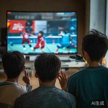 父迷乒乓赛，紧张观战