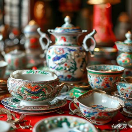 中国风餐具,龙凤福寿