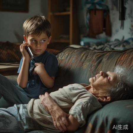 男孩冷静救奶奶