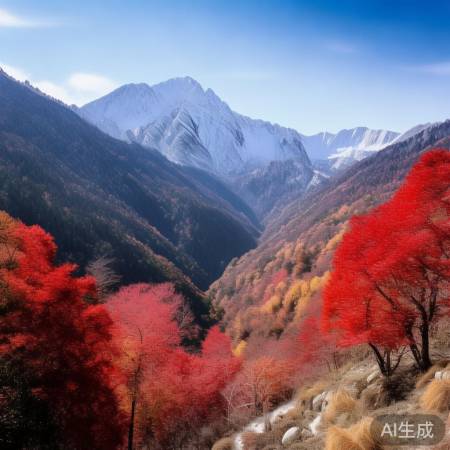秦岭半山,红叶雪景,摄影天堂